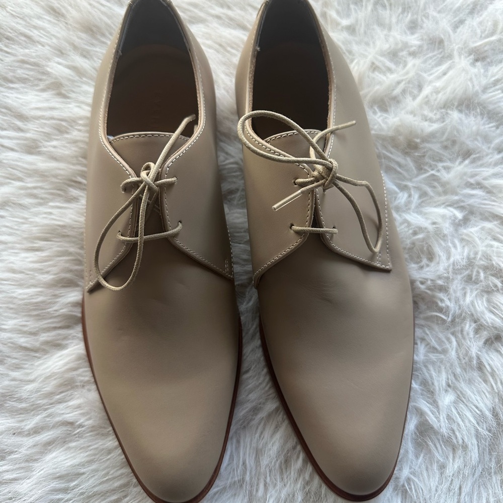 Everlane Classic Women's Lace-Up Modern Oxford in Nude Beige 9 made in Italy New